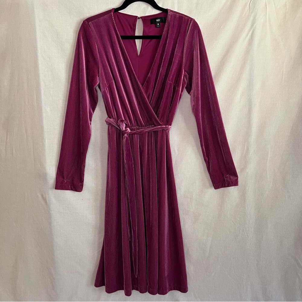 Mossimo Supply Co, Women's Purple Long Sleeve Wrap Dress, Size Medium